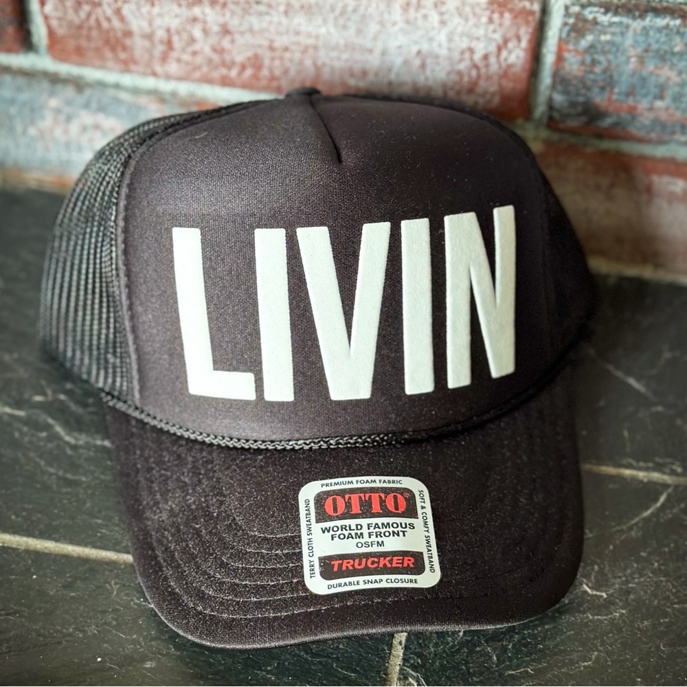 “Livin” Trucker Hat-Black